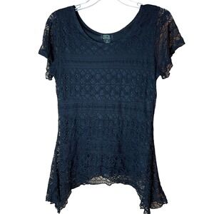 Y2K Shannon Ford‎ New York Black Lace Asymmetrical Tunic Whimsigoth Fairy Grunge